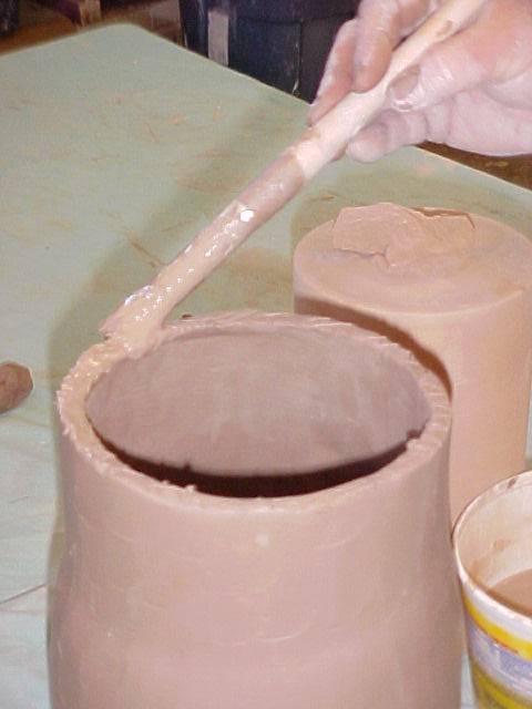 Applying slip to the edges